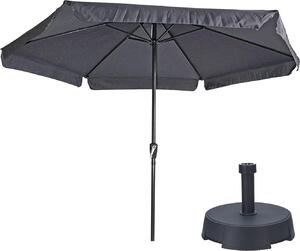 Parasol Gemini ciemnoszary/antracytowy Ø300 cm | W zestawie stojak na parasol 25 kg