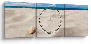 Obraz - Muszle na plaży (z zegarem) (90x30 cm)