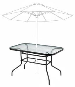 Duży szklany stół ogrodowy na taras balkon 120x70 transparentny otwór na parasol