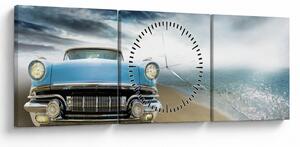 Obraz - Kabriolet w stylu vintage (z zegarem) (90x30 cm)