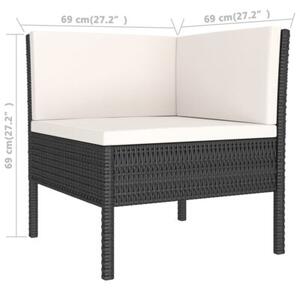 Zestaw Mebli Ogrodowych Komplet Wypoczynkowy Z Poduszkami 9-Częściowy Czarny Rattan Na Taras Balkon Ogród