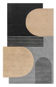Czarno-szary wełniany dywan tkany ręcznie 120x180 cm Lozenge Monochrome – Flair Rugs
