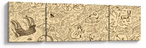 Obraz - Zabytkowa mapa, ilustracje (170x50 cm)