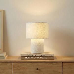 Lampa stołowa Jone Lindby, biały / opal, salon / jadalnia, tkanina / materiał / jedwab, nowoczesny