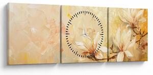 Obraz - Kwiaty (z zegarem) (90x30 cm)