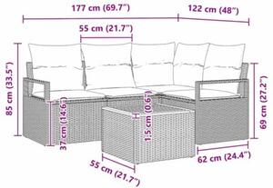 Zestaw Mebli Ogrodowych Komplet Wypoczynkowy Z Poduszkami 5-Częściowy Szary Rattan Na Taras Balkon Ogród