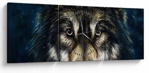 Obraz - Wilk (z zegarem) (90x30 cm)