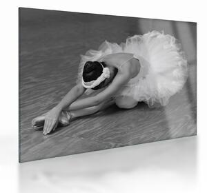 Obraz na szkle - Balerina, czarno-biały (70x50 cm)