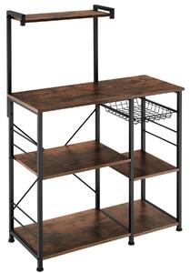 Tectake regał kuchenny crawley 90x40x131,5cm - drewno industrialne ciemne, rustykalne