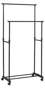 Czarny metalowy stojak na ubrania na kółkach 80x160x42 cm Roald – Yes Everyday