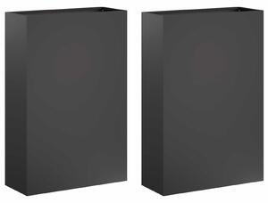 Doniczka ogrodowa 2 szt. Czarny 40 x 20 x 75 cm Stal zimnogięta
