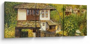 Obraz - Domki letniskowe w lecie (z zegarem) (90x30 cm)