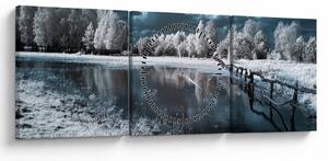 Obraz - Zamarznięty krajobraz (z zegarem) (90x30 cm)