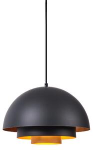 Nowoczesna lampa wisząca czarna ze złotym wnętrzem - Loes Oswietlenie wewnetrzne