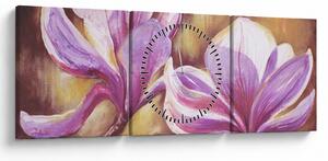 Obraz - Kwiaty magnolii (z zegarem) (90x30 cm)