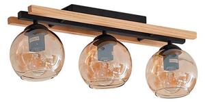 Lindby - Maite 3 Lampa Sufitowa Black/Wood/Amber