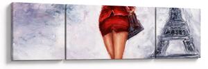 Obraz - Kobieta i wieża Eiffla (170x50 cm)