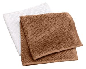 Białe/w kolorze terakoty bawełniane ręczniki frotte zestaw 2 szt. 50x50 cm Gourmet – douceur d'intérieur