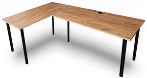 Duże narożne biurko loft regulowane 120x180x60 dąb craft złoty R2-C37