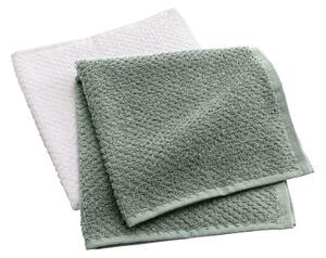 Białe/zielone bawełniane ręczniki frotte zestaw 2 szt. 50x50 cm Gourmet – douceur d'intérieur