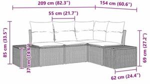 Zestaw Mebli Ogrodowych Komplet Wypoczynkowy 4-Częściowy Beżowy Rattan Na Taras Balkon Ogród