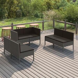 Zestaw Mebli Ogrodowych Komplet Wypoczynkowy Z Poduszkami 6-Częściowy Szary Rattan Na Taras Balkon Ogród