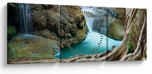 Obraz - Rzeka z wodospadami (z zegarem) (90x30 cm)