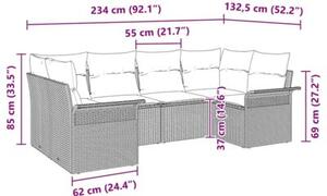 Zestaw Mebli Ogrodowych Komplet Wypoczynkowy Z Poduszkami 6-Częściowy Czarny Rattan Na Taras Balkon Ogród