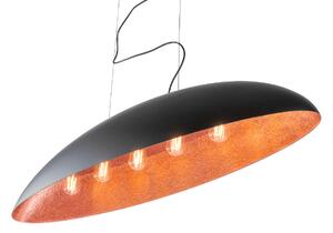 Czarna lampa wisząca Canoe z miedzianym środkiem - 117cm