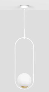 Biała metalowa lampa wisząca ze szklanym kloszem - A488-Erdi
