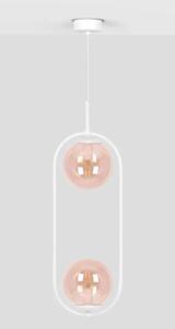 Biało-bursztynowa dekoracyjna lampa wisząca - A489-Erdi