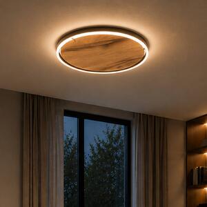 Elobra Lampa sufitowa Havana M, możliwość ściemniania, ciemne drewno, salon / jadalnia, drewno