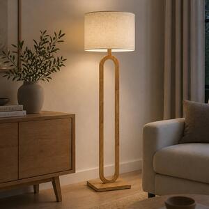 Elobra Lampa stojąca Patagonia, jasne drewno, salon / jadalnia, drewno