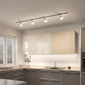 Lindby 1-fazowy system szynowy Linaro, E14, srebrny, 4-punktowa. Linaro Lindby, możliwość ściemniania, aluminiowy / szary / cynkowy, salon / jadalnia, metal, nowoczesny
