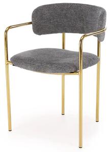 Popielate tapicerowane krzesło metalowe - Julien