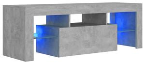 Szafka RTV ze szklanymi półkami i oświetleniem LED szarość betonu - Ferdin