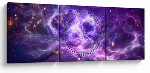 Obraz - Purple Universe (z zegarem) (90x30 cm)