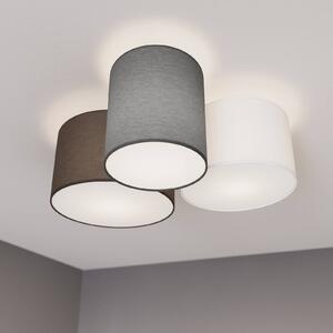 Lampa sufitowa Laurenz Lindby, możliwość ściemniania, aluminiowy / szary / cynkowy, salon / jadalnia, tkanina / materiał / jedwab, nowoczesny