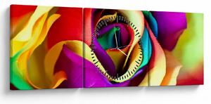 Obraz - Kolorowa róża (z zegarem) (90x30 cm)