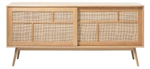 Niska komoda w dekorze dębu z drzwiami przesuwnymi w naturalnym kolorze 180x80 cm Barrali – Unique Furniture