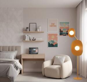 Lampa stojąca podłogowa designerska pomarańczowa falowany talerz 2xG9 8W DELULU Emibig