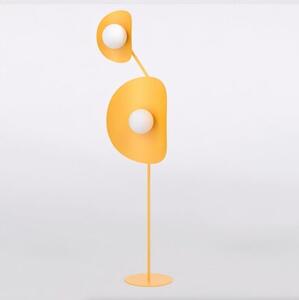 Lampa stojąca podłogowa designerska pomarańczowa falowany talerz 2xG9 8W DELULU Emibig