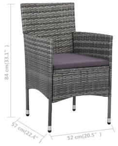Krzesła ogrodowe, 2 szt., rattan pe, szare