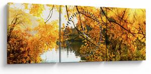 Obraz - Jesienne drzewo (z zegarem) (90x30 cm)