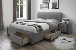 Tapicerowane łóżko Modena z szufladami - 180x200 - popiel
