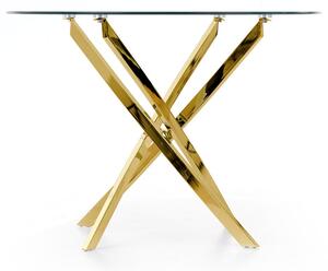 Okrągły stół Raymond 100 cm - transparentny / złote nogi