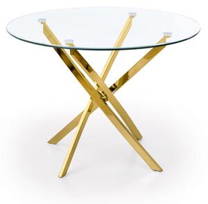 Okrągły stół Raymond 100 cm - transparentny / złote nogi
