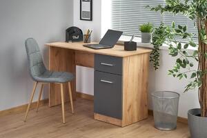 Nowoczesne biurko Elmo z szufladą 120 cm - dąb złoty / antracyt