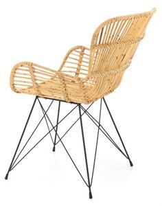 Krzesło rattanowe K335 z metalowymi nogami - naturalny / czarne nogi