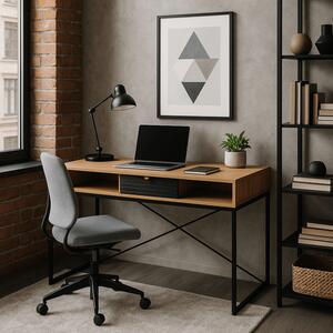 Biurko z Szufladą OASIS 120 cm Dąb/Czarne Nowoczesne Loft